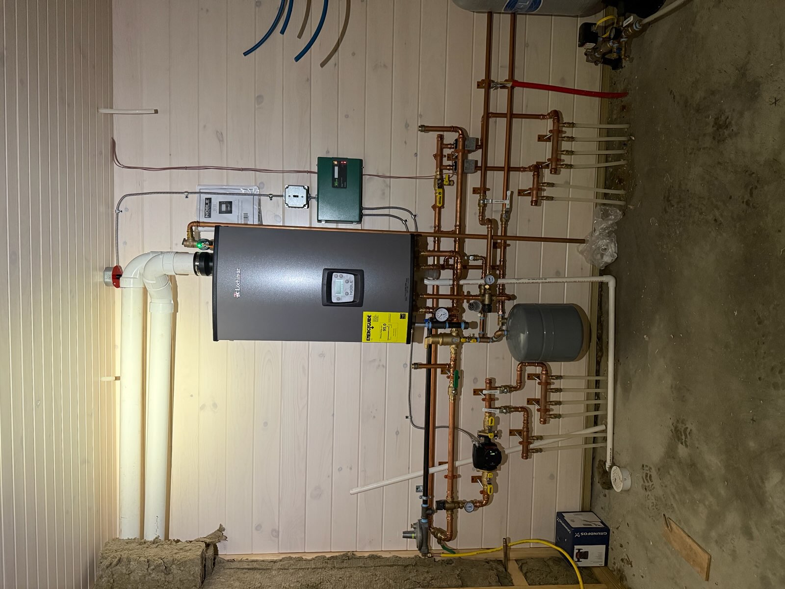 New Lochinvar boiler installed with copper distribution piping